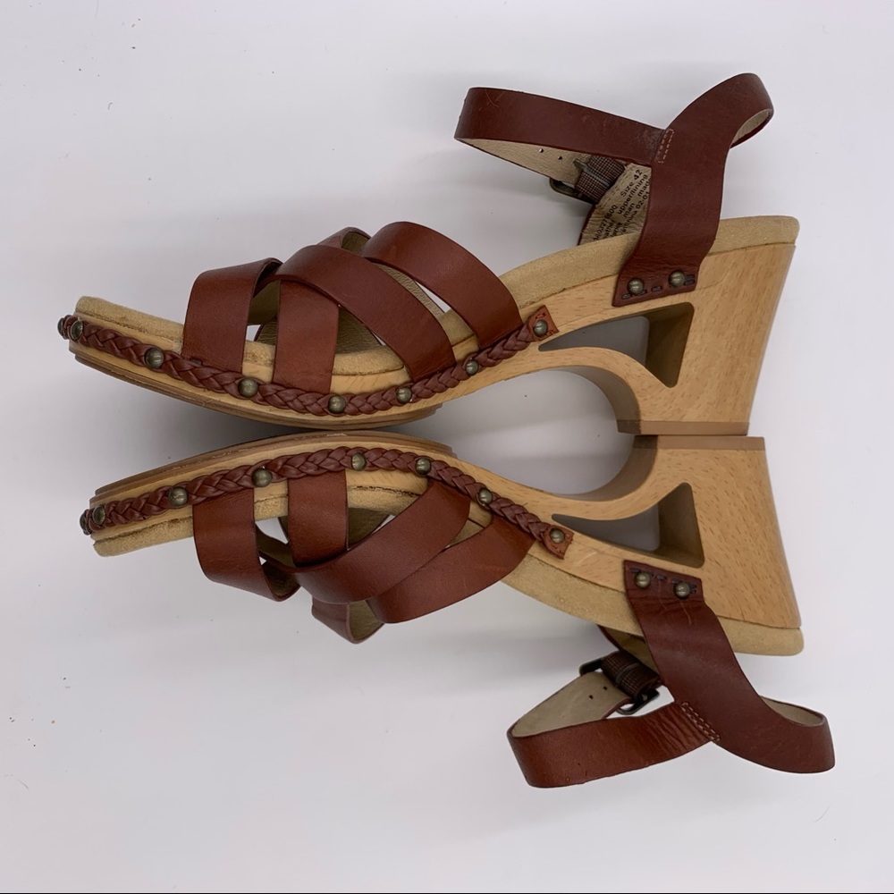 Dansko Brown Leather Wedge Sandals - Picture 11 of 12